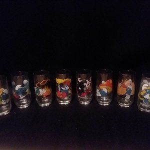 Collectible Vintage Full Glass Set Smurfs